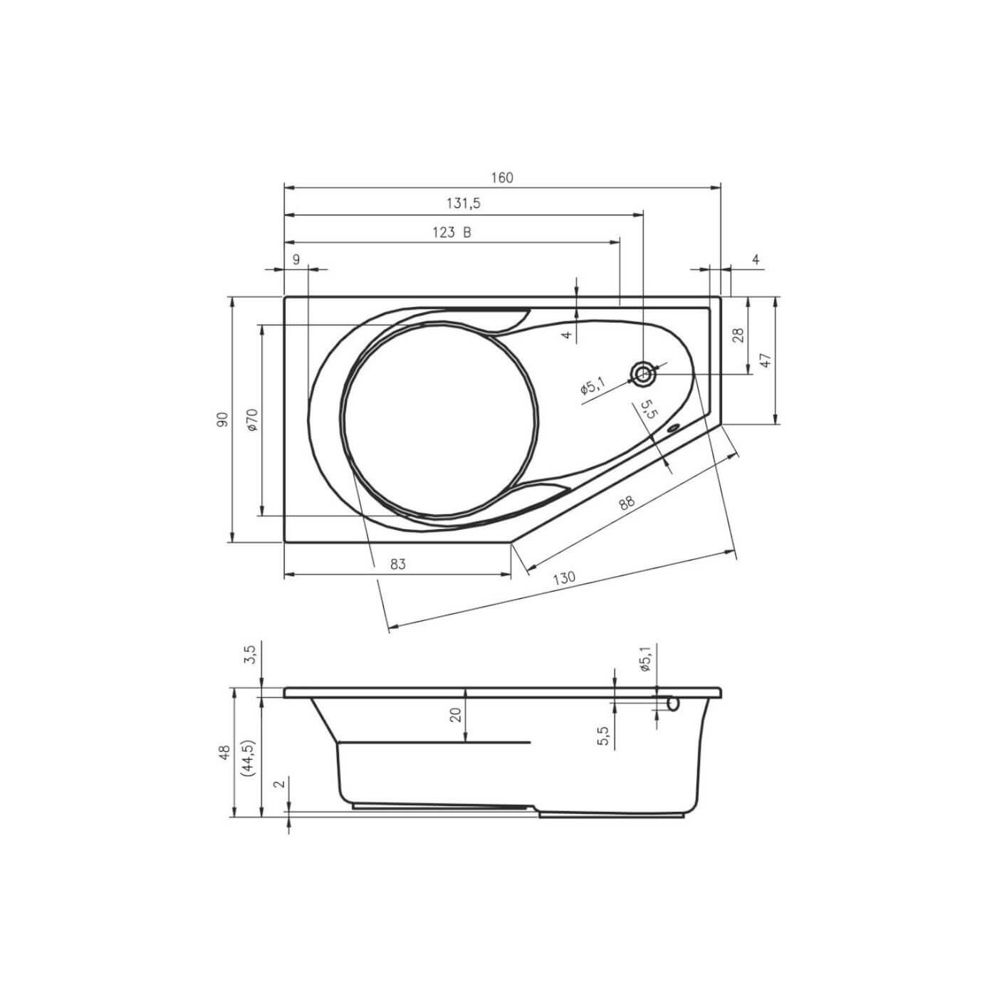 Wanna Asymetryczna Do Zabudowy Yukon Lewa 160x90 Riho