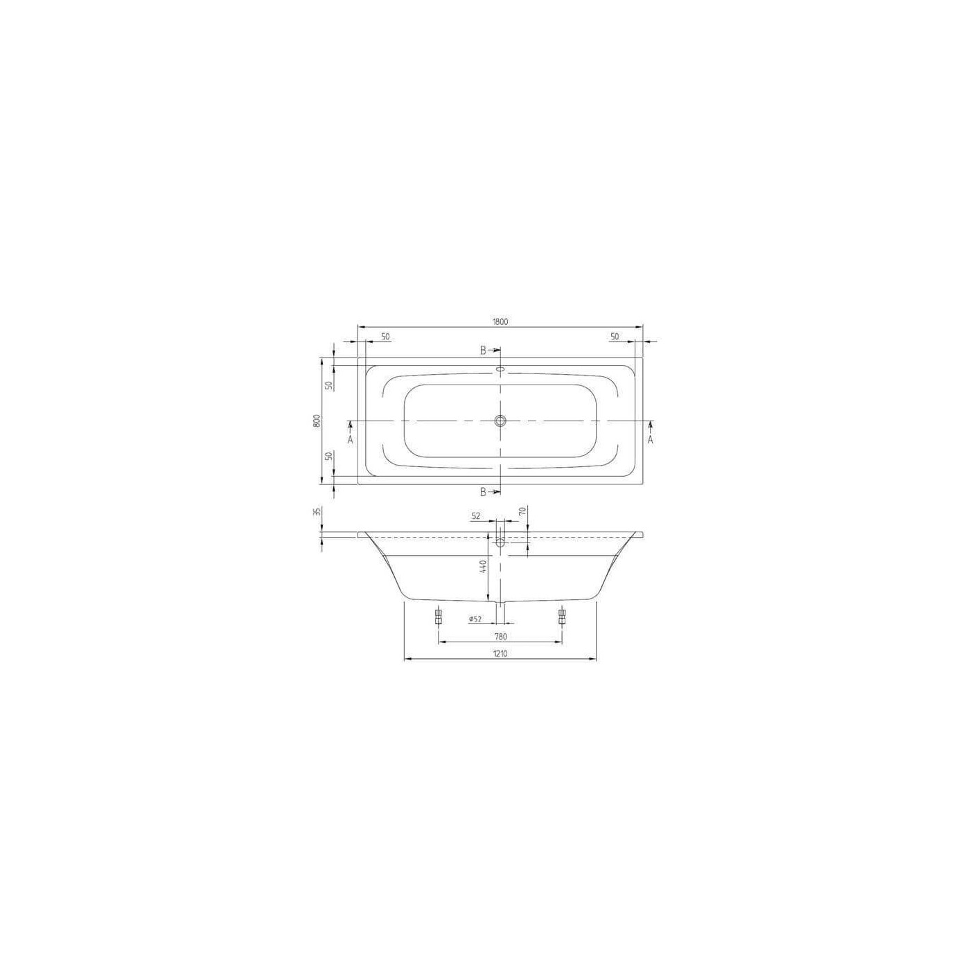 Wanna Do Zabudowy Targa 180x80 UBA180FRA2V-01 Villeroy&Boch