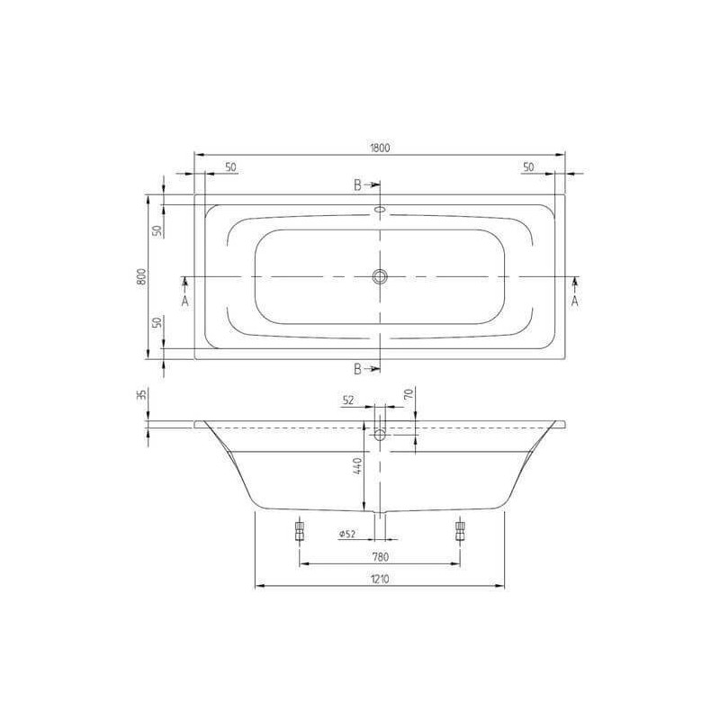 Wanna Do Zabudowy Targa 180x80 UBA180FRA2V-01 Villeroy&Boch