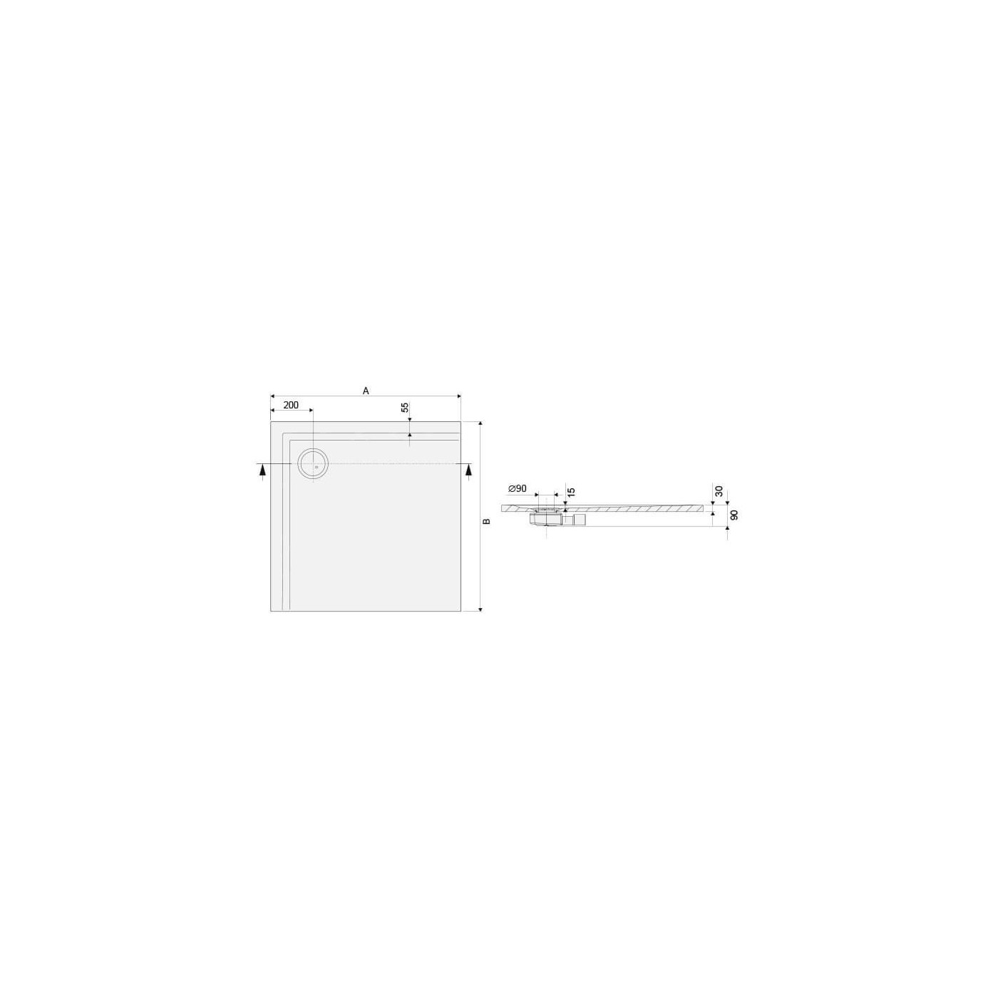 Brodzik Prostokątny Typ B-M/Space 645-290-0370-01-000 80x140 Sanplast