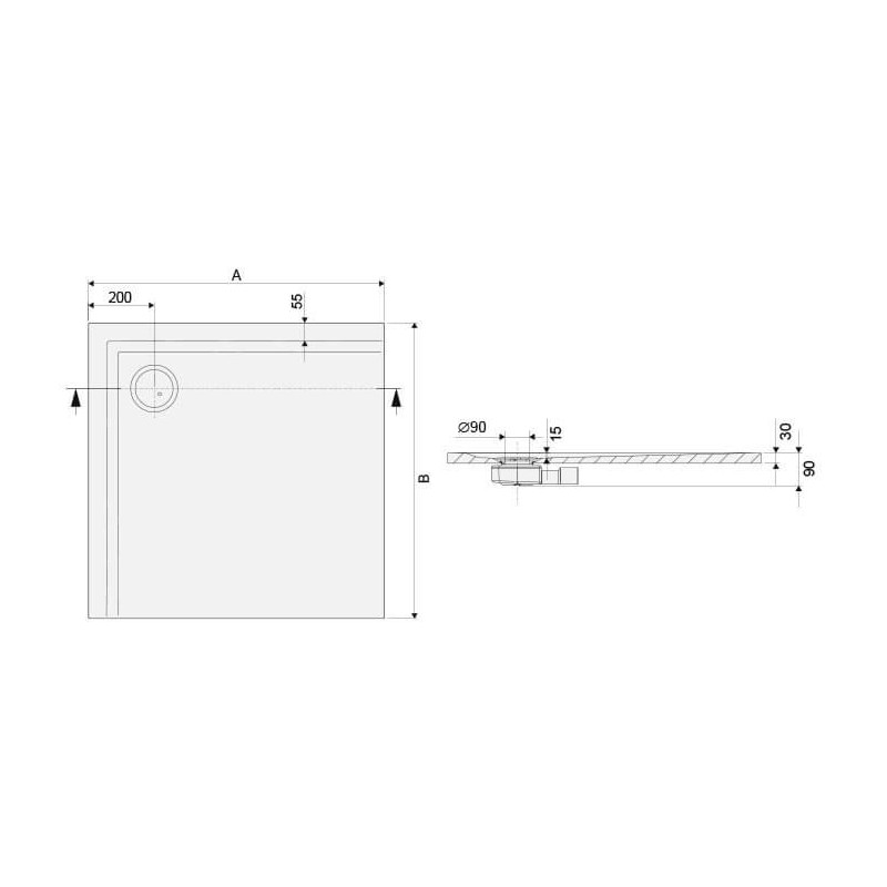 Brodzik Prostokątny Typ B-M/Space 645-290-0370-01-000 80x140 Sanplast
