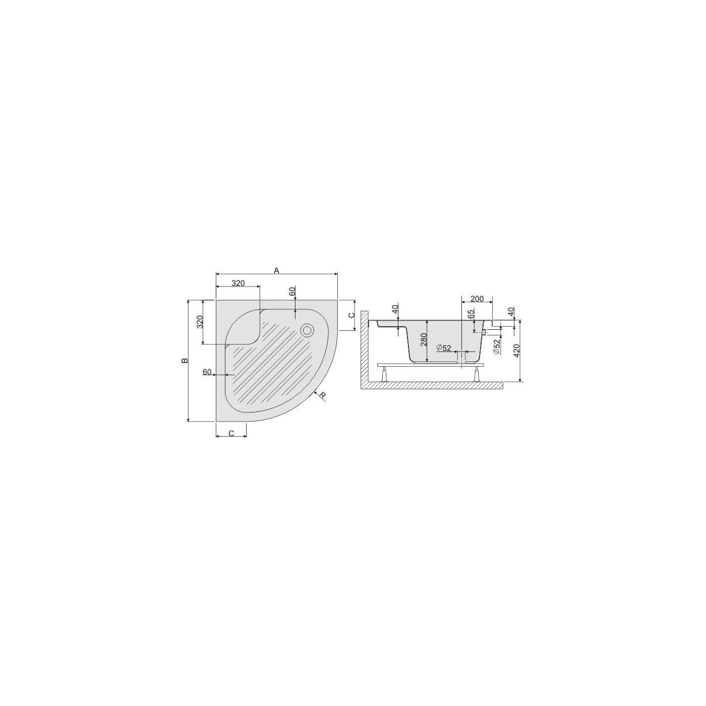 Brodzik Półokrągły Classic BPZS/CL 615-010-0820-01-000 80x80 Sanplast