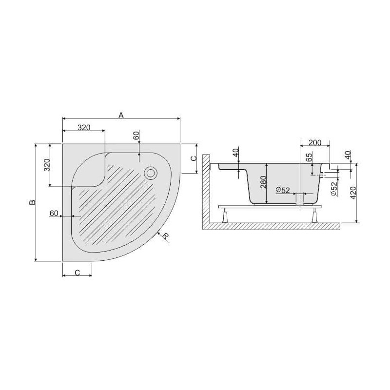 Brodzik Półokrągły Classic BPZS/CL 615-010-0820-01-000 80x80 Sanplast
