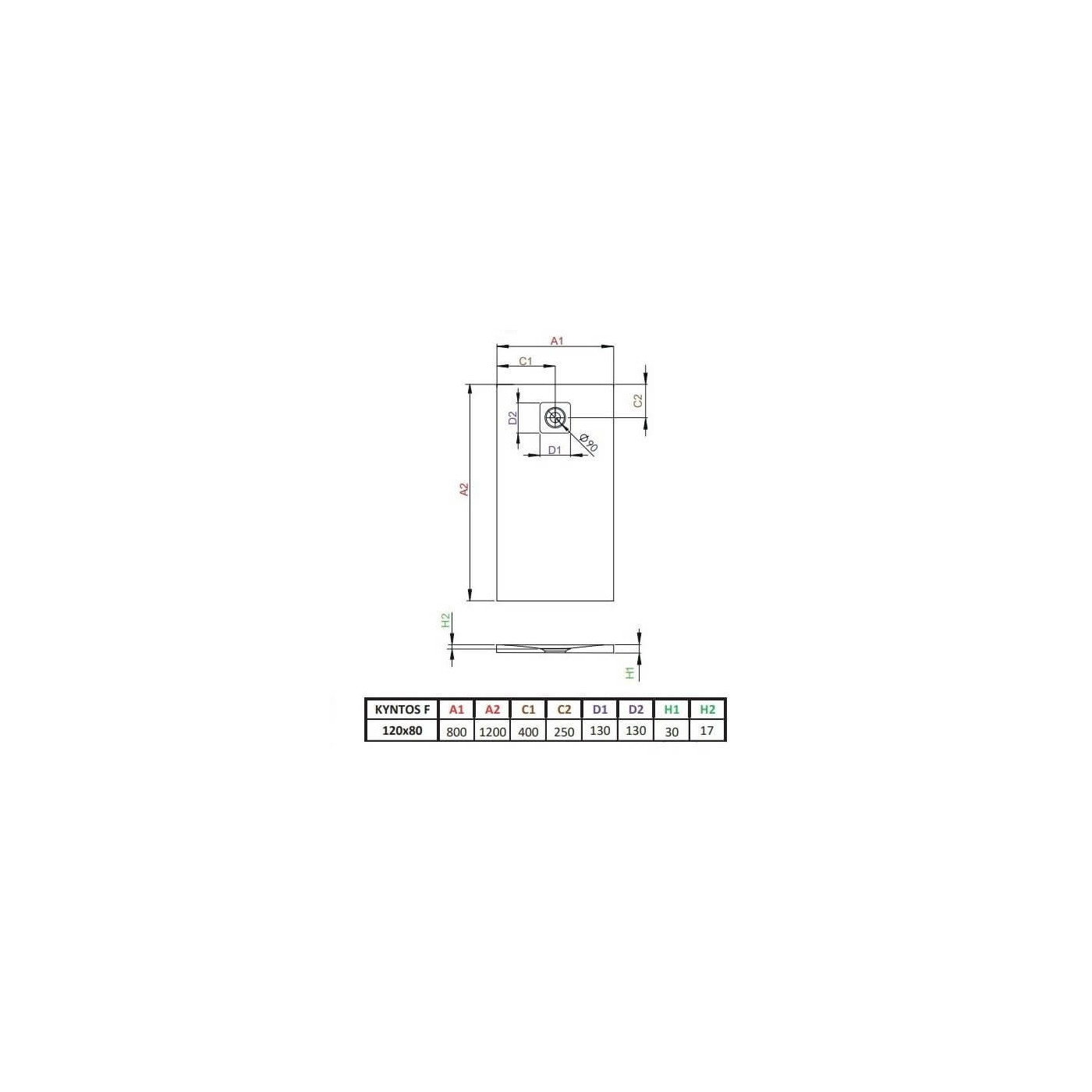 Brodzik Kyntos K HKF12080-64 120x80 Radaway