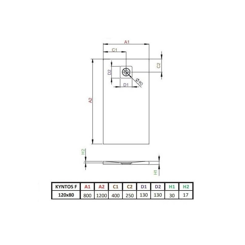 Brodzik Kyntos K HKF12080-64 120x80 Radaway
