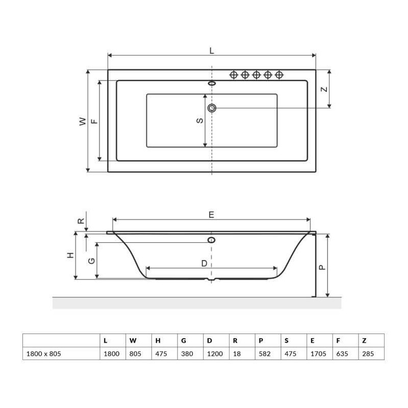 Wanna Do Zabudowy Pryzmat Slim WAEX.PRY18WHS 180x80,5 Excellent