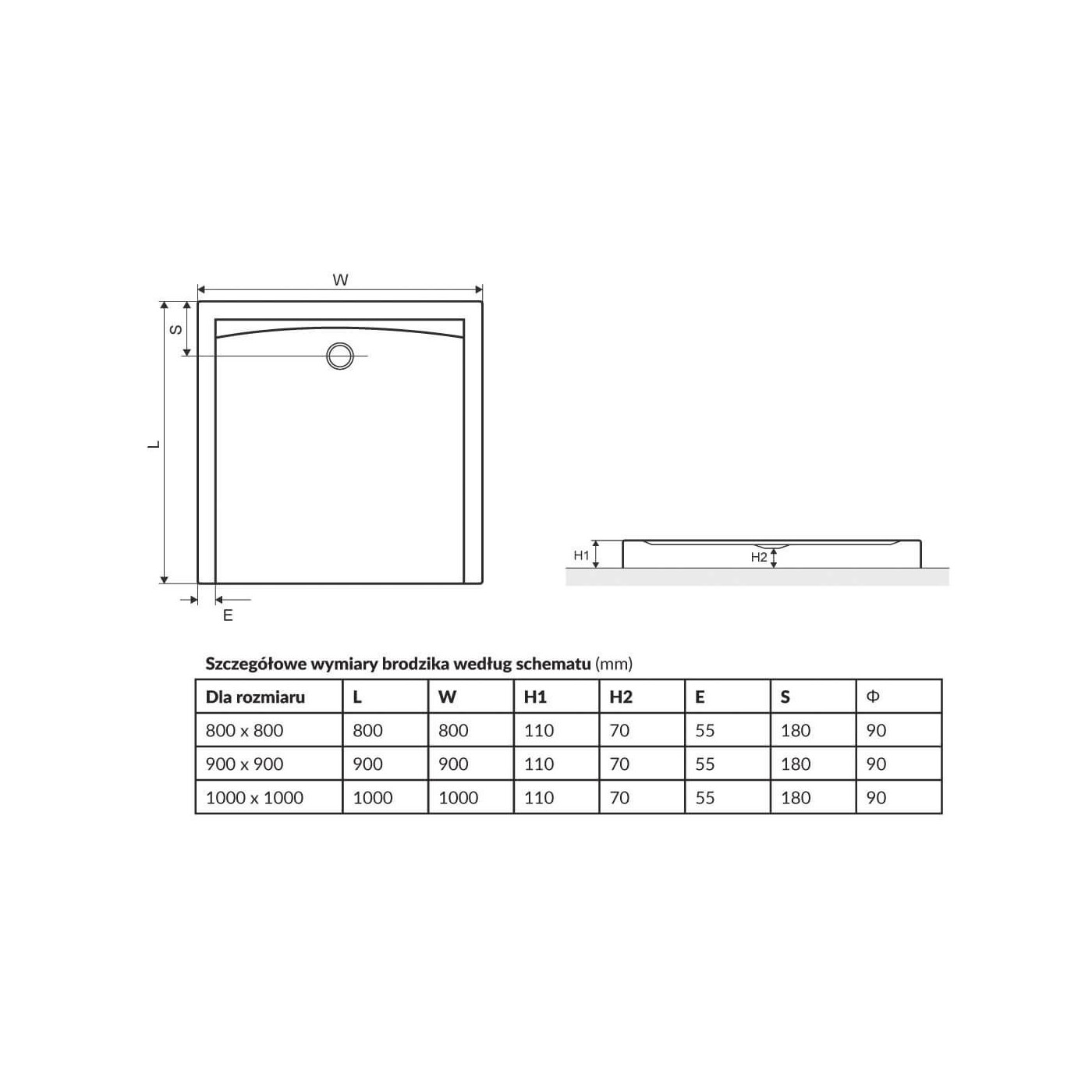 Brodzik Kwadratowy Wysoki Forma BREX.FOR10WHC 100x100 Excellent