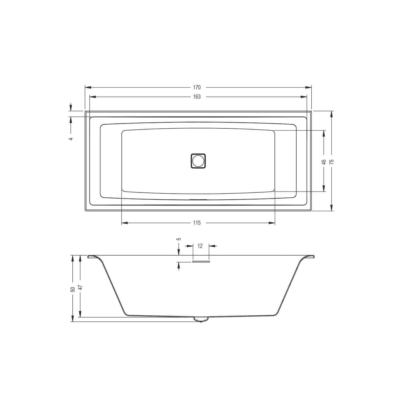 Wanna Do Zabudowy Still Square LED 170x75 Riho
