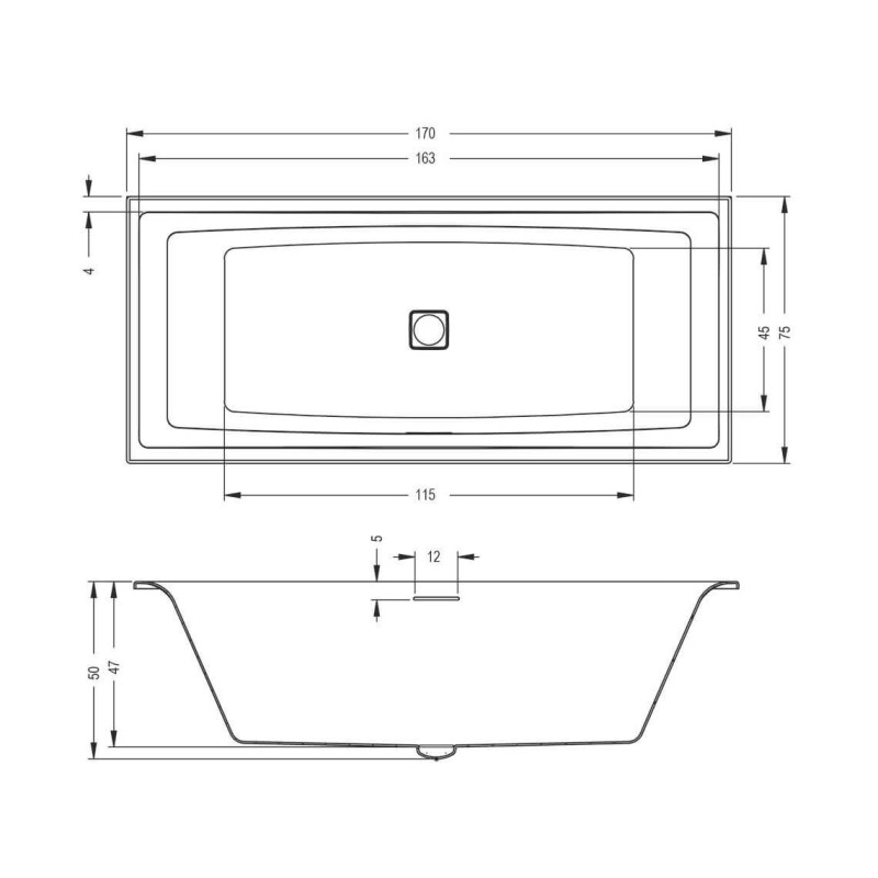 Wanna Do Zabudowy Still Square LED 170x75 Riho