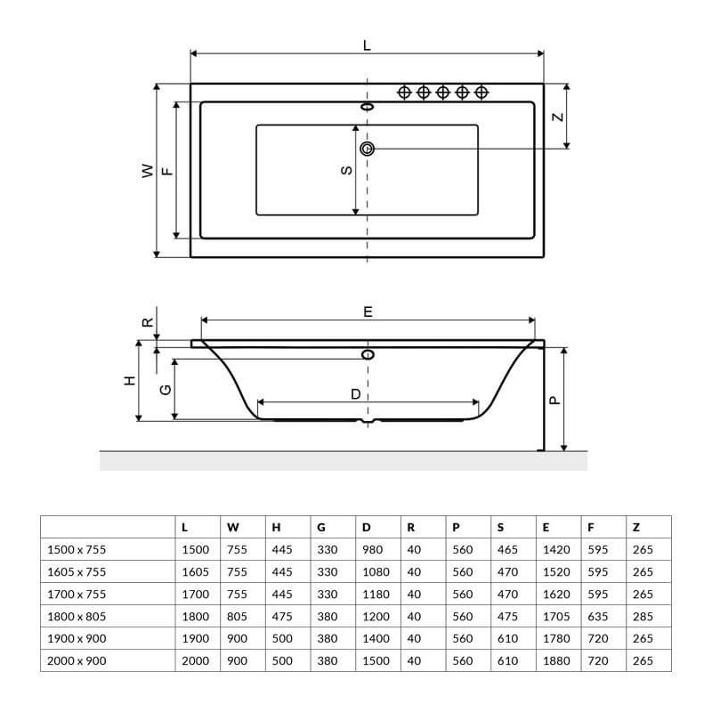 Wanna Do Zabudowy Pryzmat WAEX.PRY15WH 150X75 Excellent
