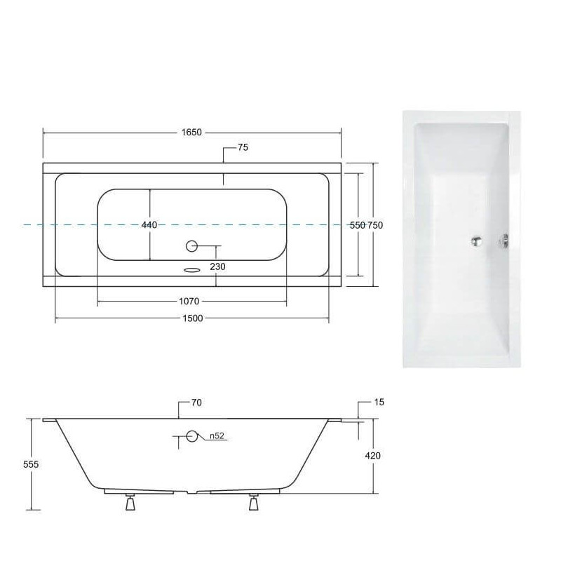 Wanna Quadro Slim 165x75 + ST Besco