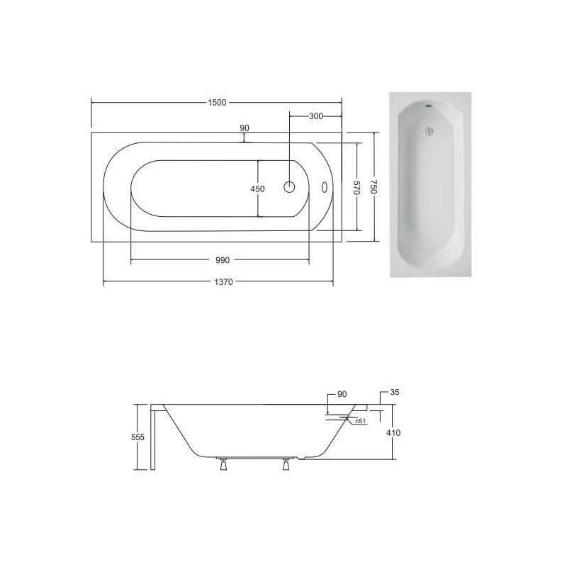 Wanna Intrica 150x75 Z Nogami Besco
