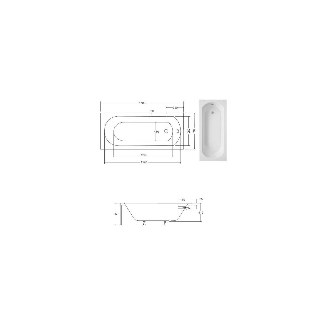 Wanna Intrica 170x75 Z Nogami Besco