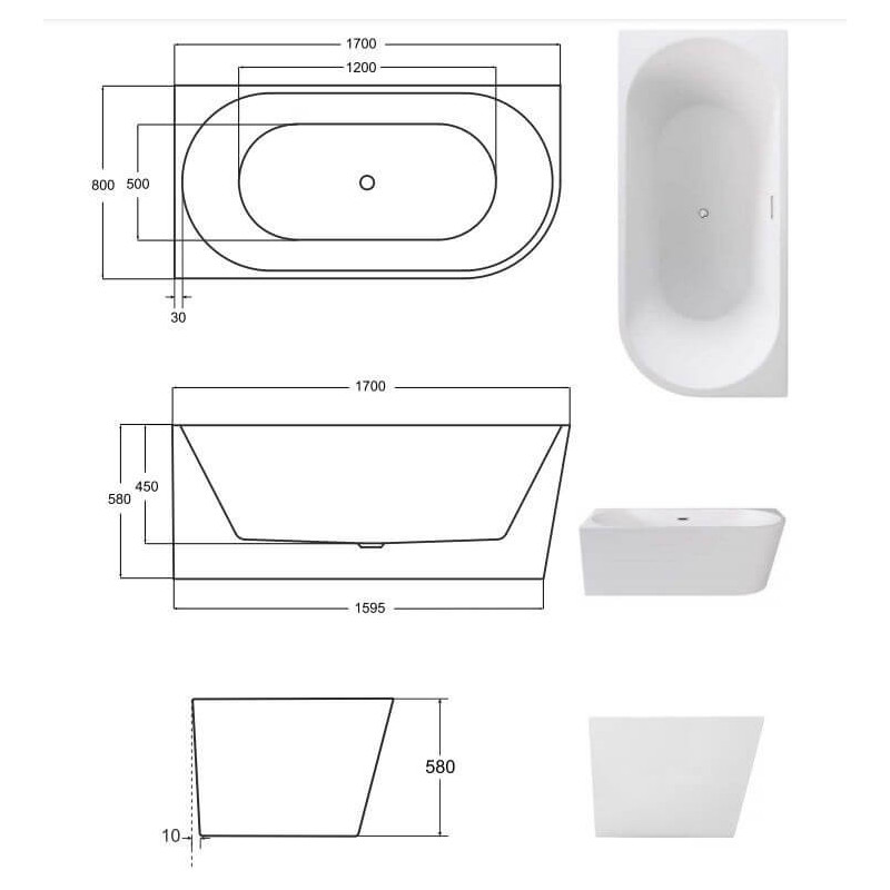 Wanna Wolnostojąca Zoya 170 Lewa 170x80 Besco