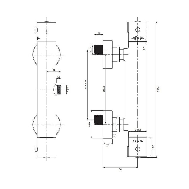 Termostatyczna Bateria Prysznicowa Y Chrom Y1246XCR Omnires