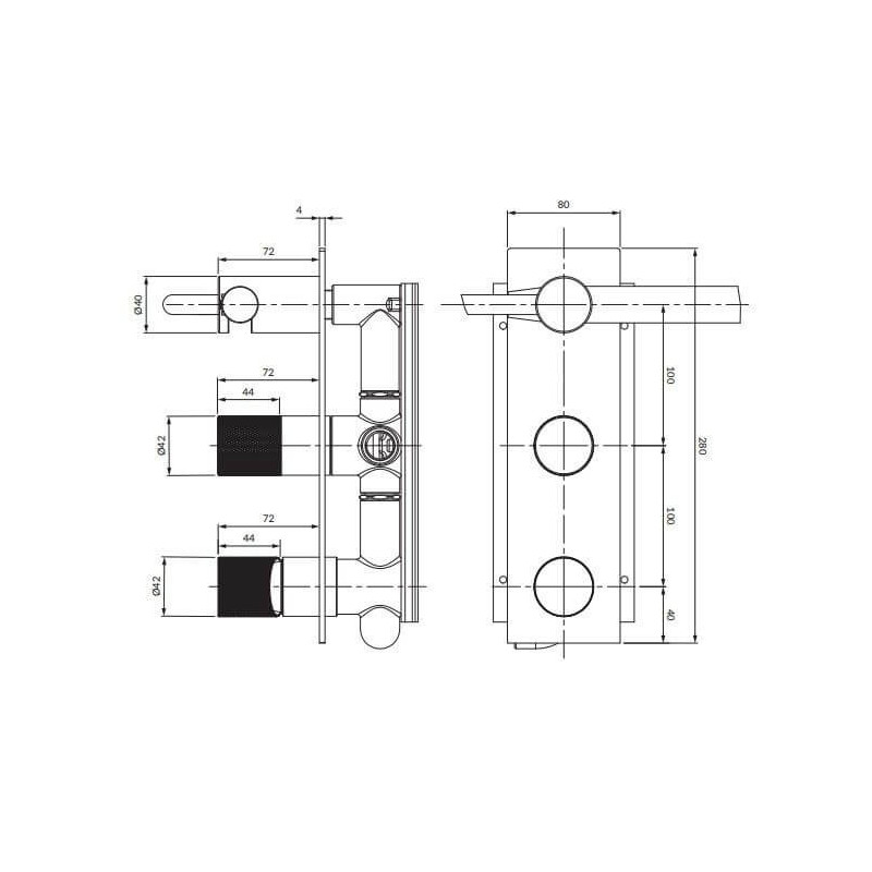 Bateria Prysznicowo-Wannowa Podtynkowa Contour Antracyt CT8035/1AT Omnires