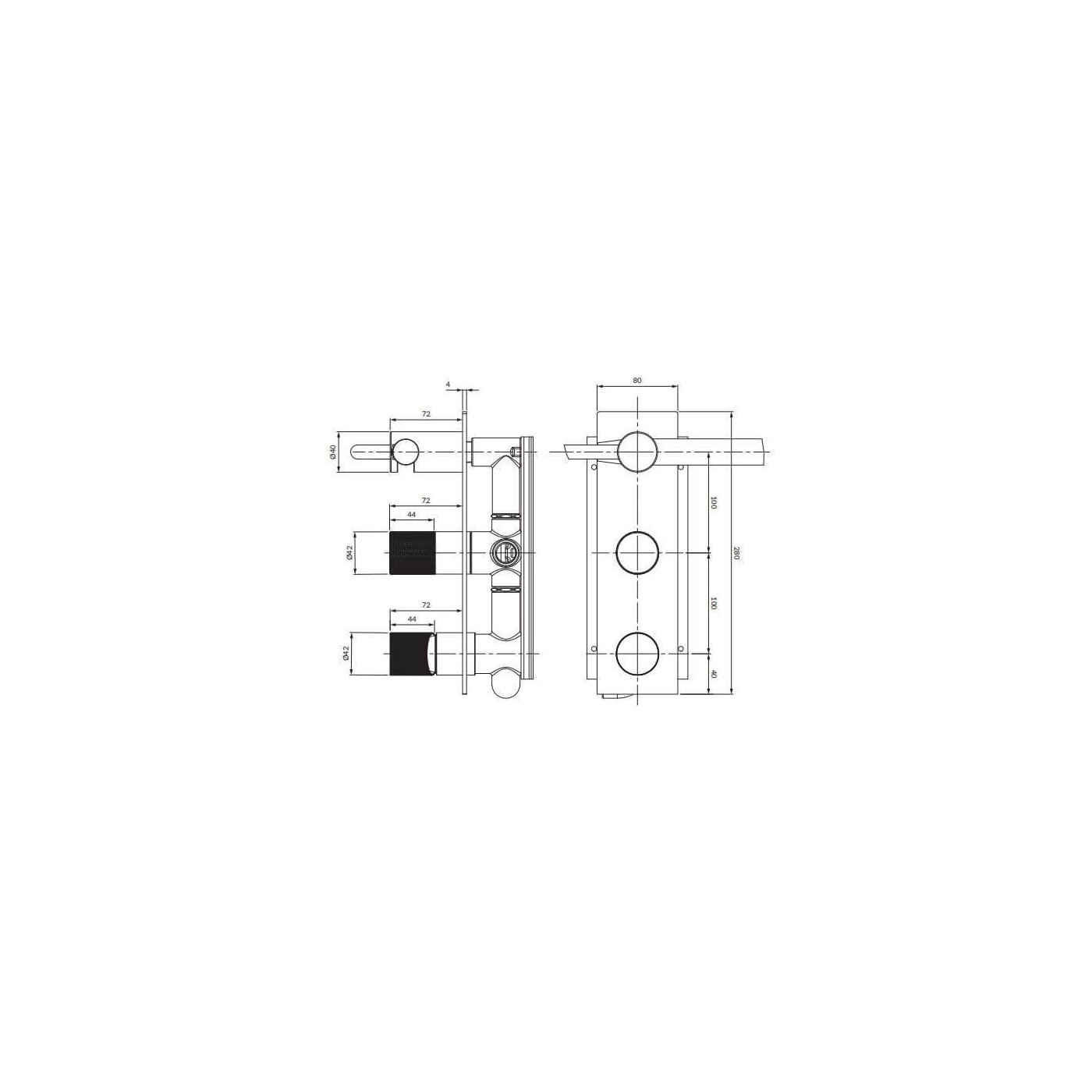 Bateria Prysznicowo-Wannowa Podtynkowa Contour Złoty Szczotkowany CT8035/1GLB Omnires