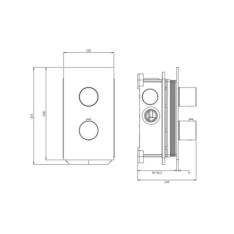 Termostatyczna Bateria Prysznicowo-Wannowa Podtynkowa Contour Antracyt CT8036AT Omnires