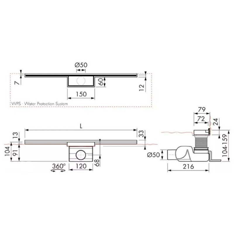 Odpływ Liniowy Waterstop L 900mm 90 Easy Drain