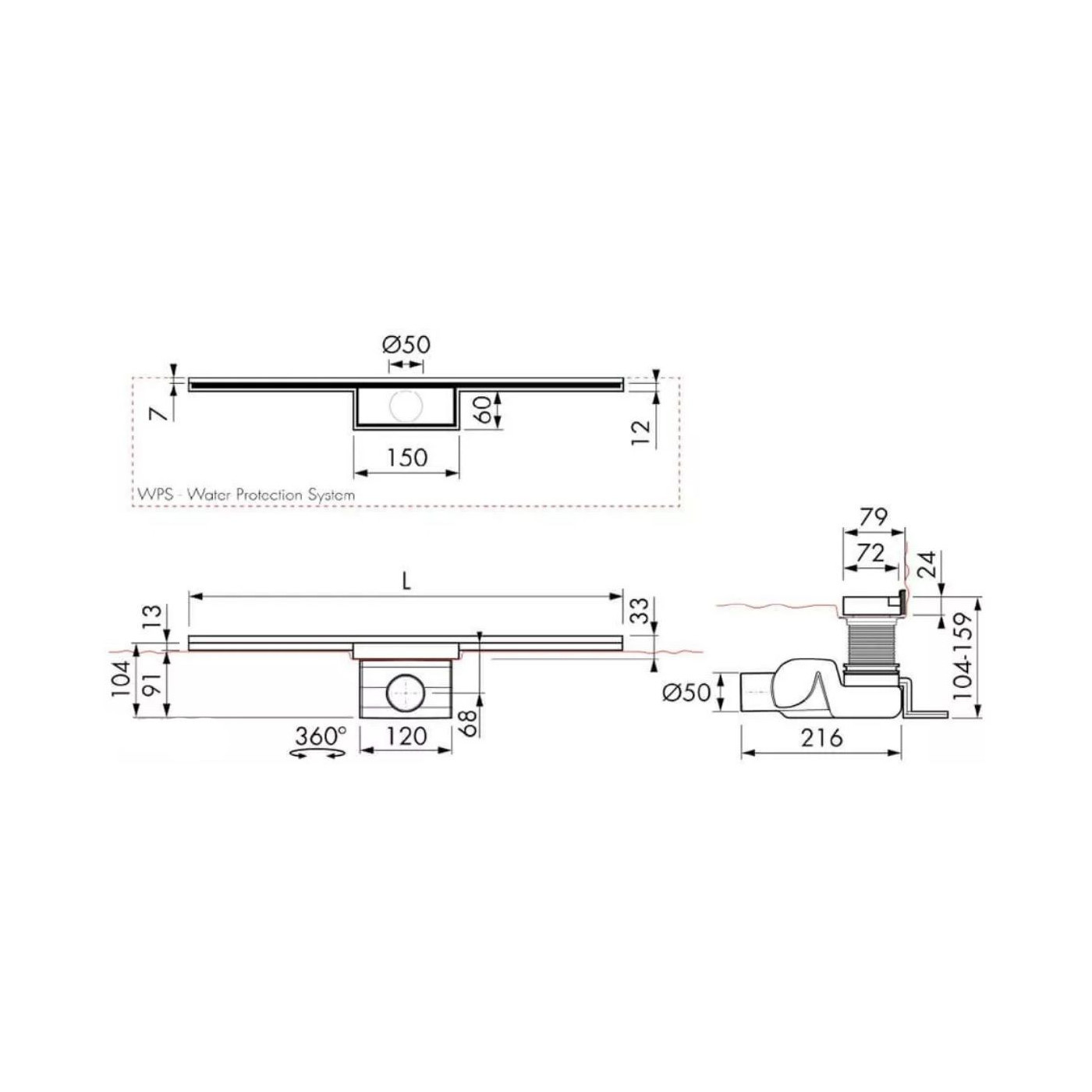 Odpływ Liniowy Waterstop L 800mm 80 Easy Drain