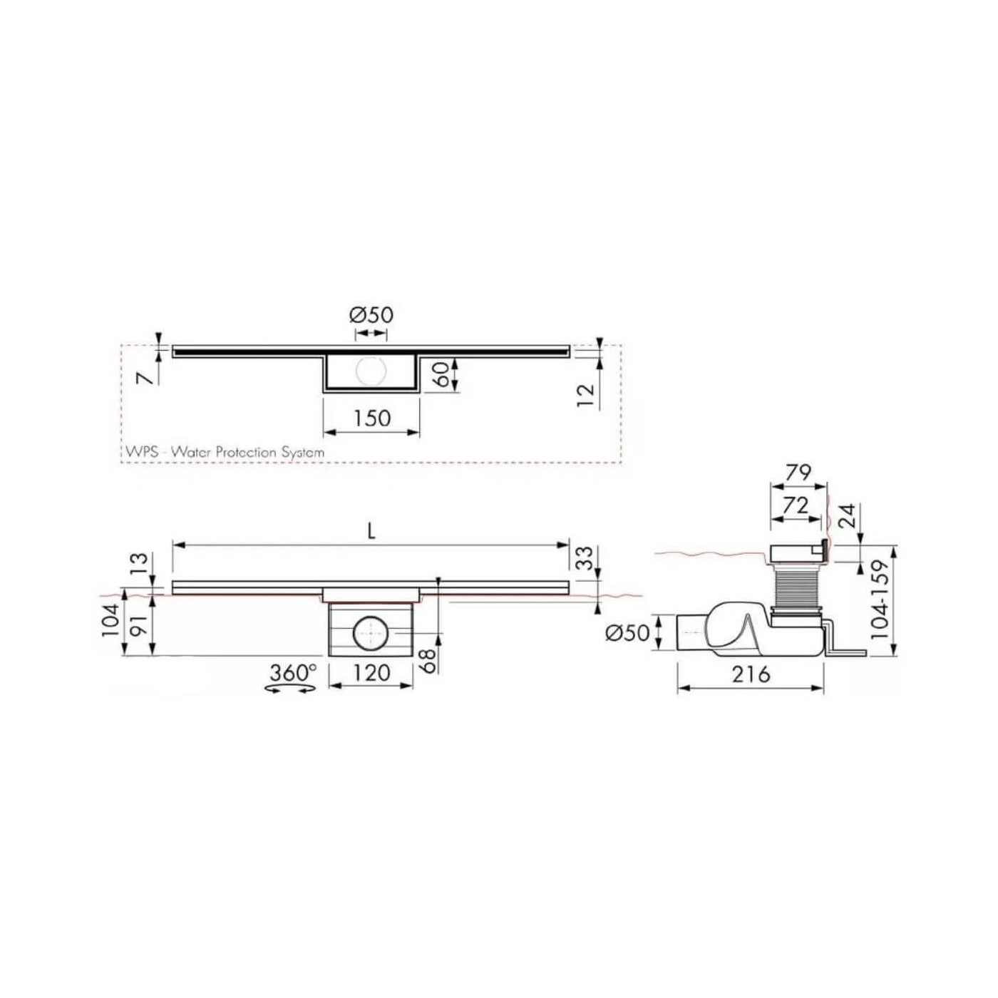 Odpływ Liniowy Waterstop L 700mm 70 Easy Drain