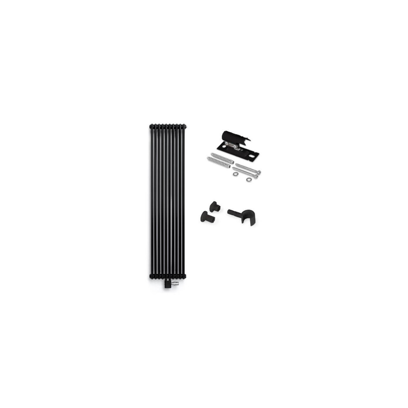 Grzejnik Pionowy Ritmo VB-2K/65 0360x1800 9005 + Zestaw Montażowy 113690360180000999005-0000 Vasco