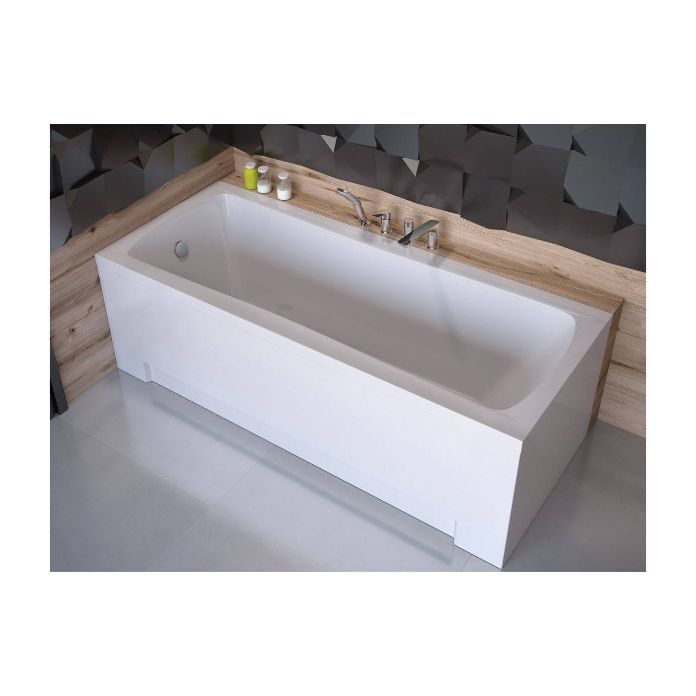 Wanna Prostokątna Optima Premium 160x70 + Zagłówek + Uchwyty Besco
