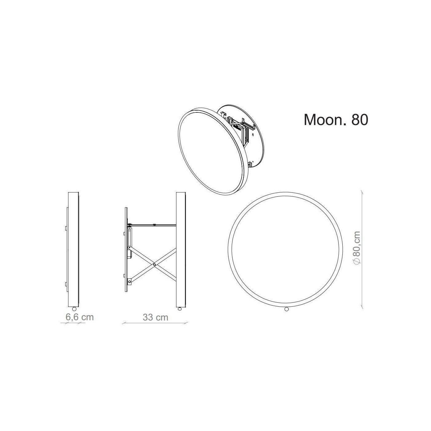 Lustro Okrągłe LED Moon FI80 Barwa Neutralna 302801/R2-S/BO-S/U-04S/LED-N Miior