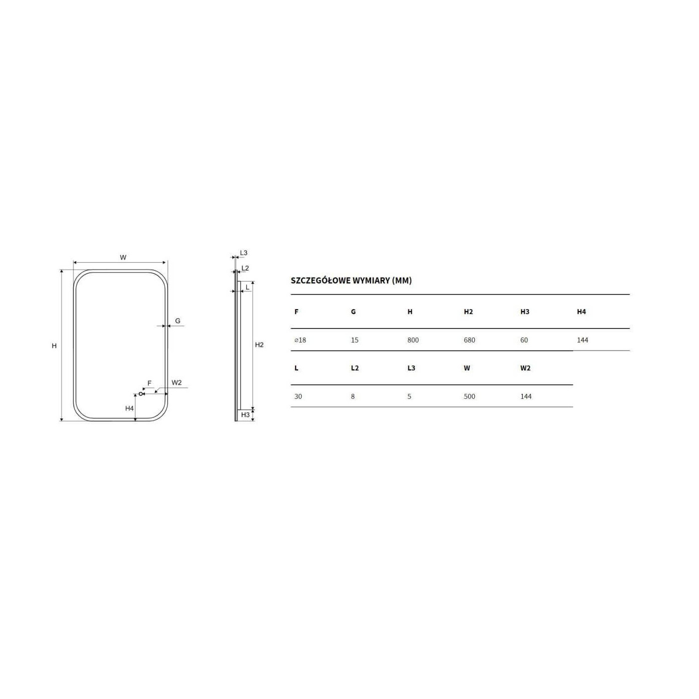 Lustro Led Lumiro 80x60 DOEX.LU080.060.AC Excellent