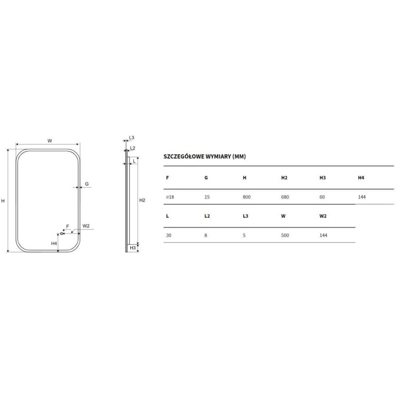 Lustro Led Lumiro 80x60 DOEX.LU080.060.AC Excellent