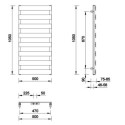 Grzejnik Otus 1050X500 Czarny Mat 370W Zasilanie Dolne Centralne Emporia