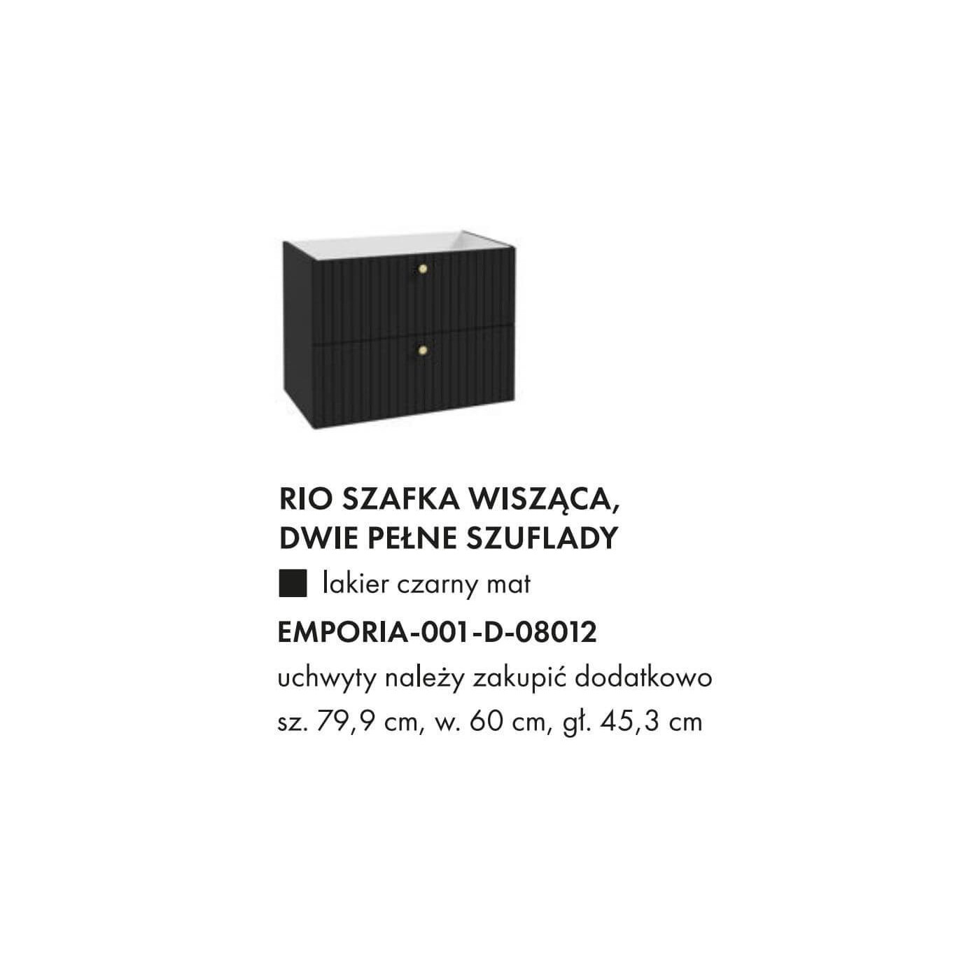 Szafka Wisząca Rio D80 Czarny Mat Emporia
