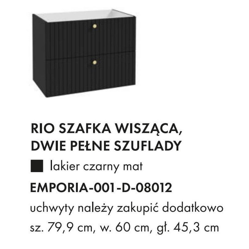 Szafka Wisząca Rio D80 Czarny Mat Emporia