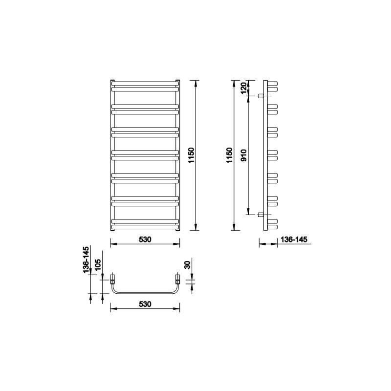 Grzejnik Dax Czarny Mat 1130x530 DAX1130-530 Emporia
