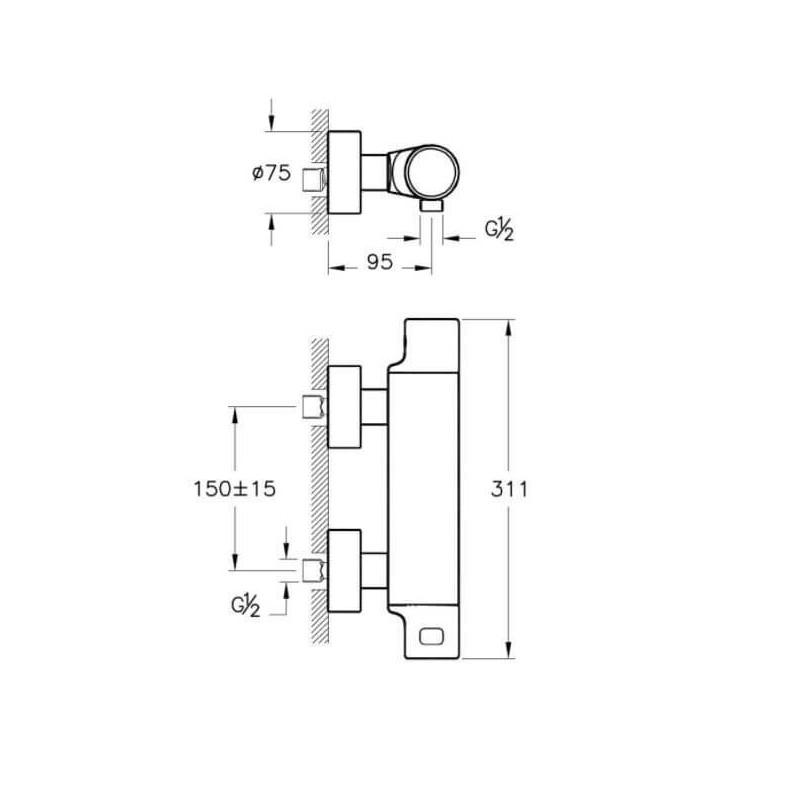 Termostatyczna Bateria Prysznicowa X-Line Chrom A47098EXP Vitra