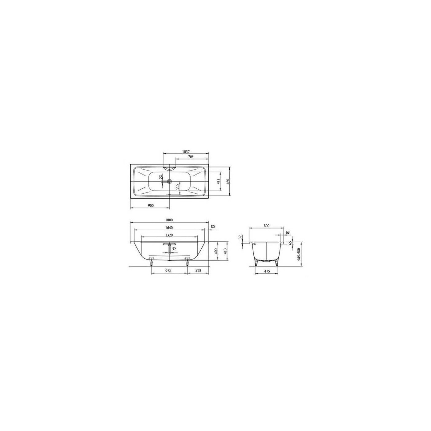 Wanna Do Zabudowy Cayono Duo 180x80 cm 272500010001 Kaldewei