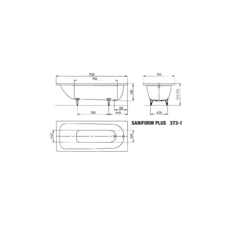 Wanna Do Zabudowy Saniform Plus 373-1 170x75 cm 112600010001 Kaldewei