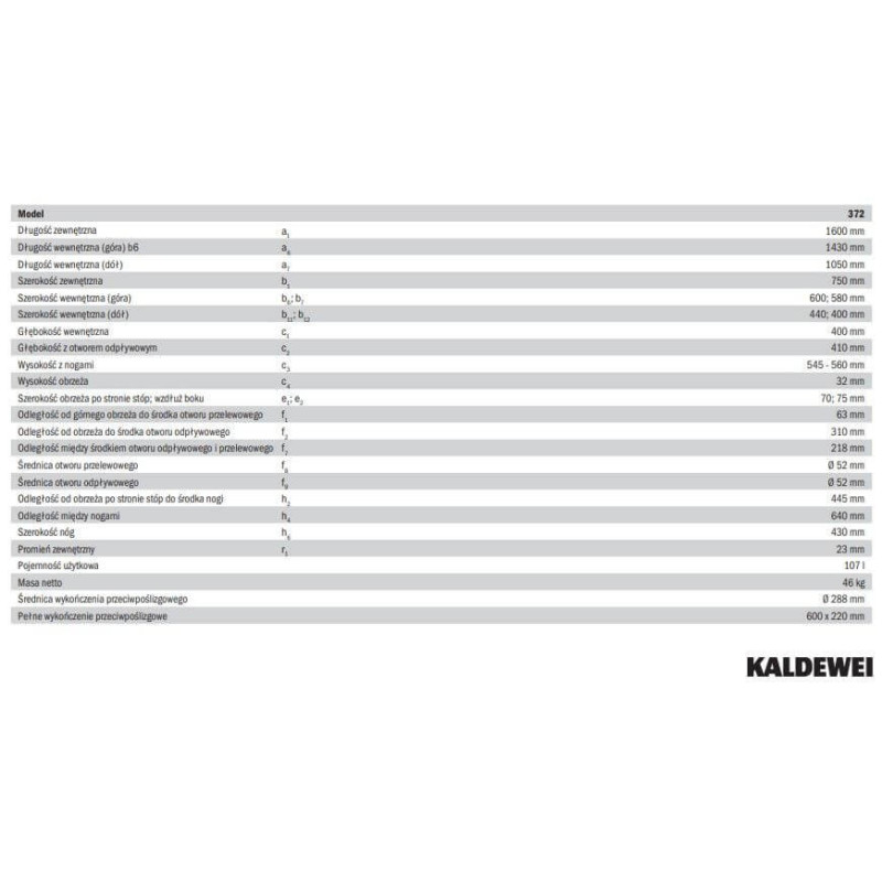 Wanna Do Zabudowy Saniform Plus 372-1 160x75 cm 112500010001 Kaldewei