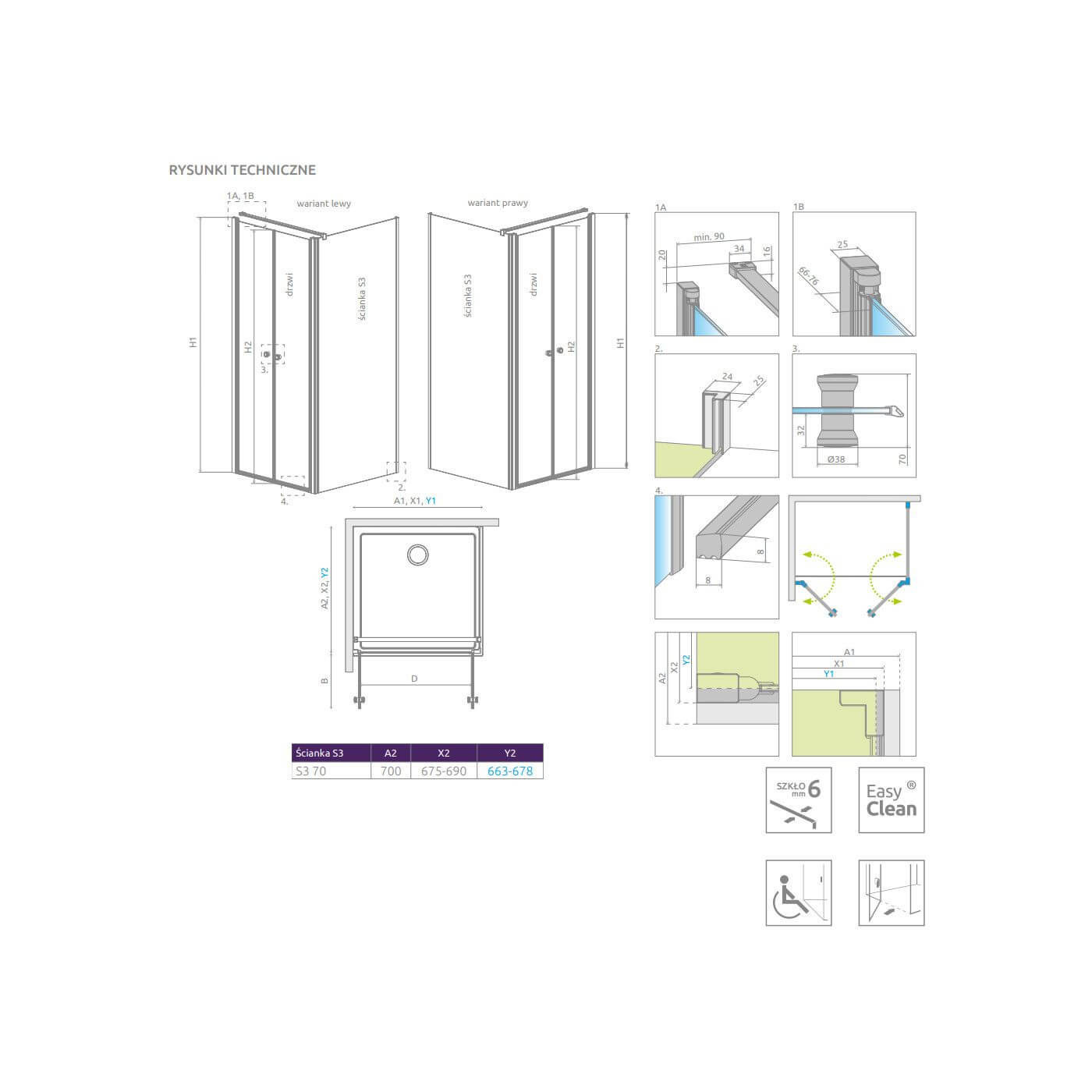 Ścianka boczna Eos DWD+S S3 70 13799448-01 Radaway