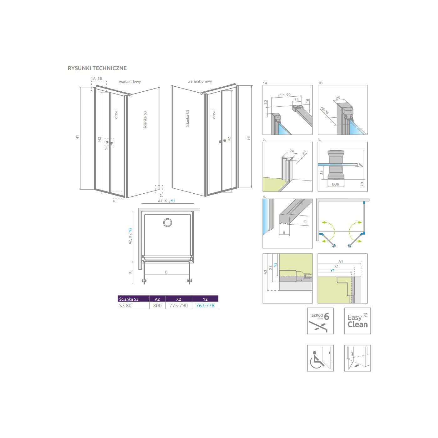 Ścianka boczna Eos DWD+S S3 80 13799450-01 Radaway