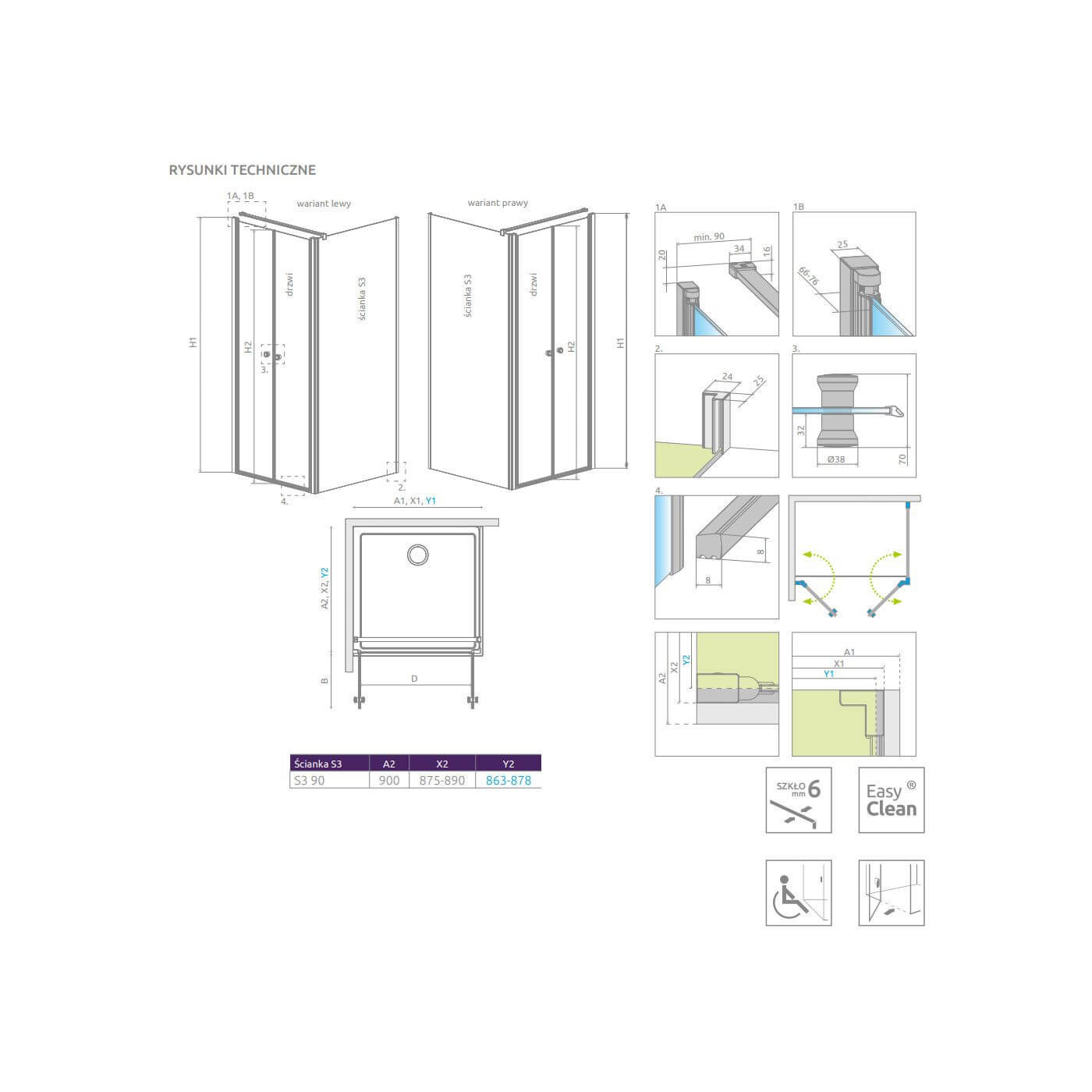 Ścianka boczna Eos DWD+S S3 90 13799451-01 Radaway