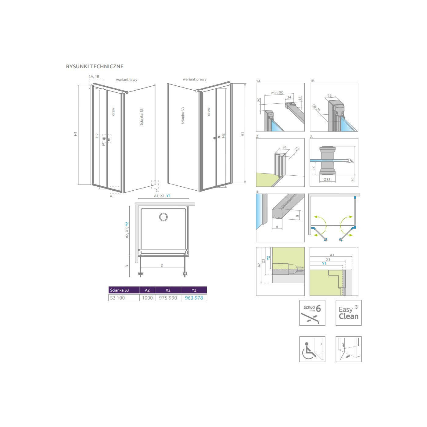 Ścianka boczna Eos DWD+S S3 100 13799452-01 Radaway