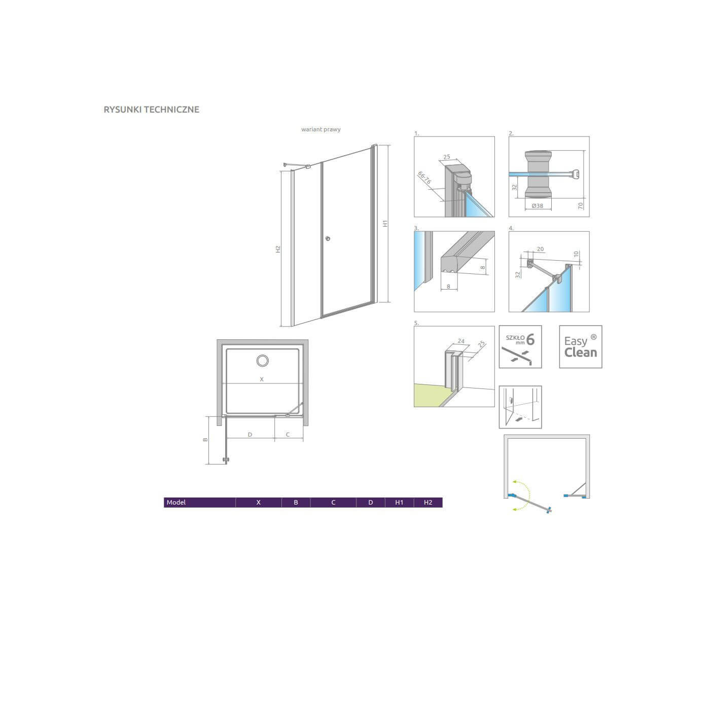 Drzwi Prysznicowe Eos DWS 110 Prawe 137991-01-01R Radaway