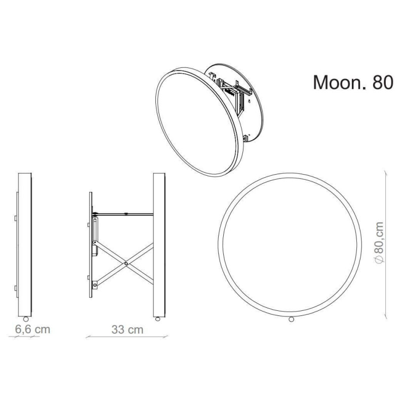 Lustro Okrągłe LED Moon FI80 Barwa Neutralna 302801/R2-S/BO-S/U-04S/LED-N Miior