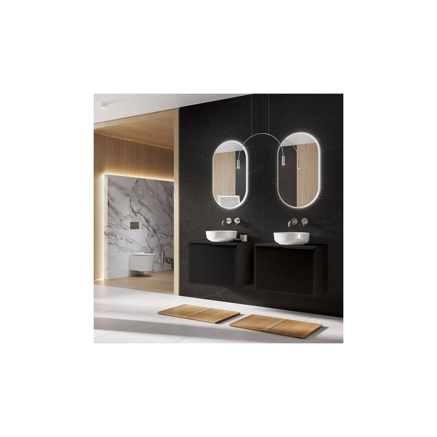 Szafka Pod Umywalkę Glam 70 cm Czarny Mat 168386 Elita