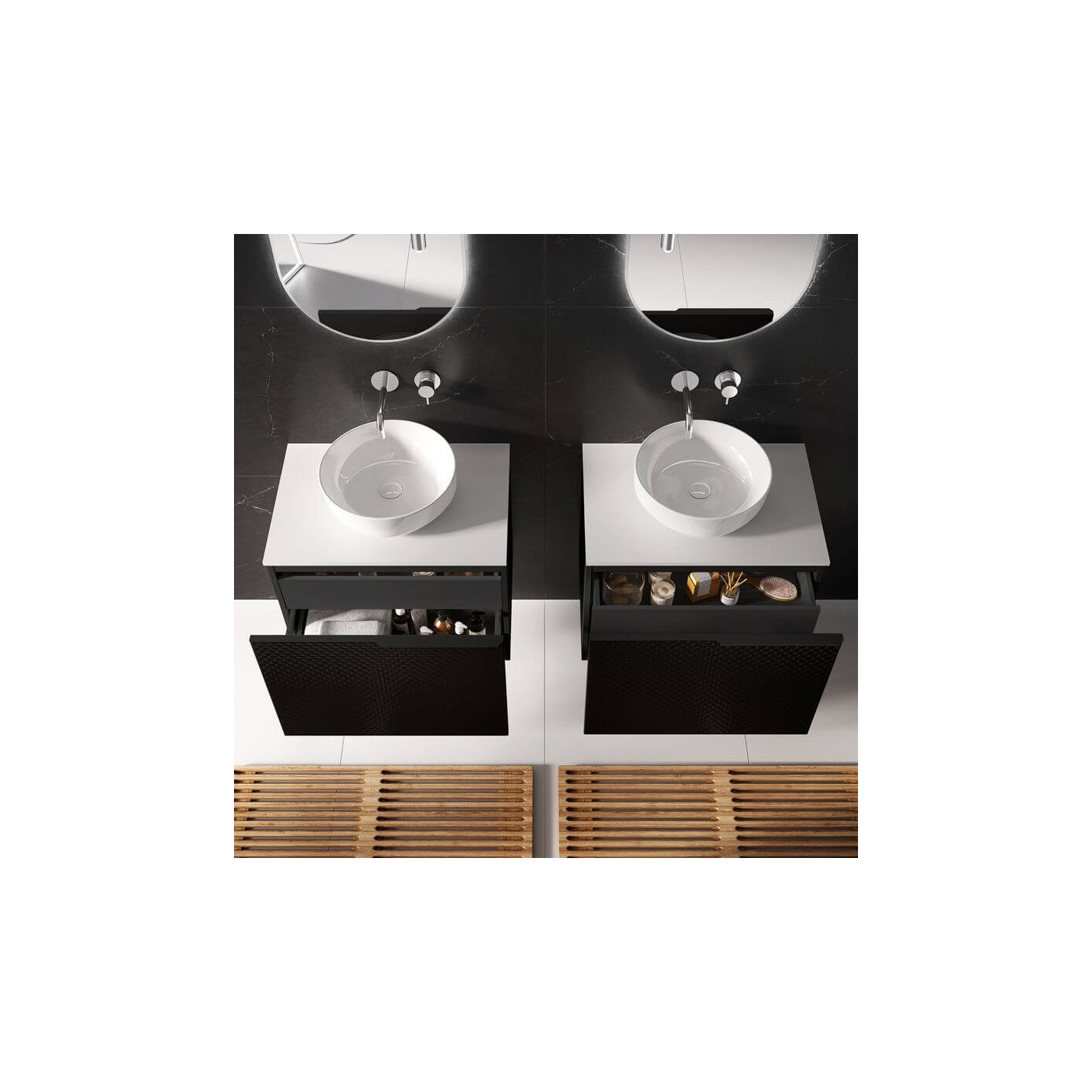 Szafka Pod Umywalkę Glam 70 cm Czarny Mat 168386 Elita