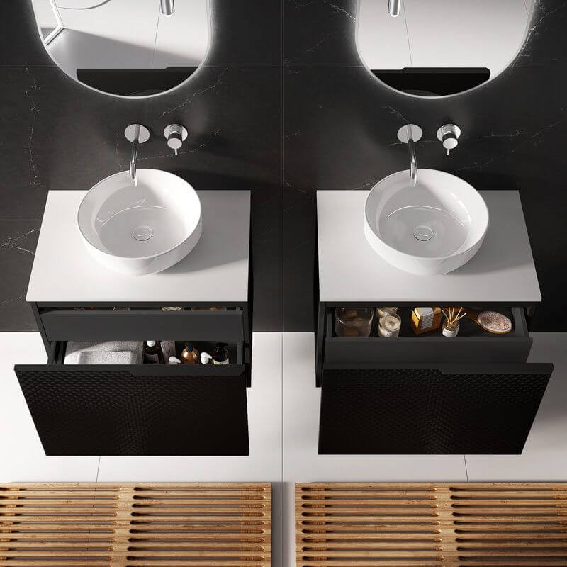 Szafka Pod Umywalkę Glam 70 cm Czarny Mat 168386 Elita