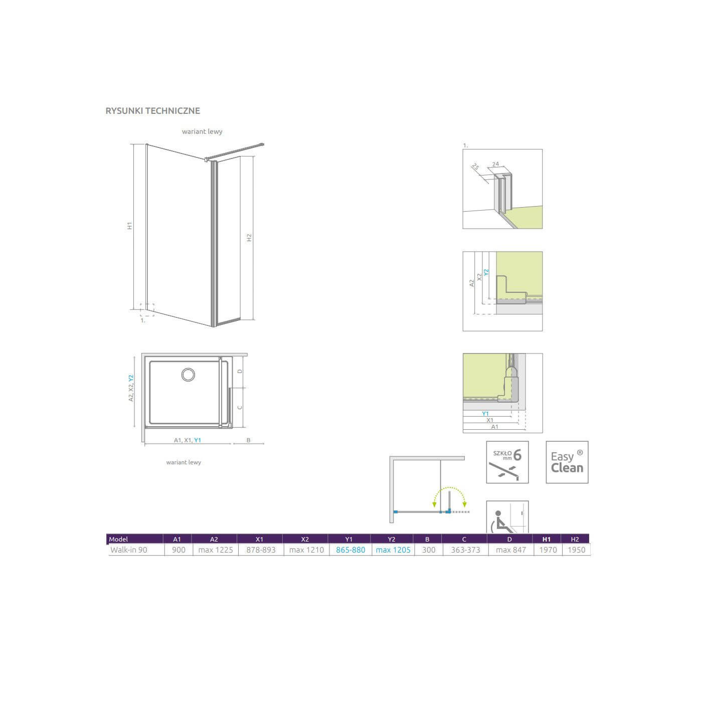 Kabina Walk-In 90 Lewa Eos 13799501-01L Radaway