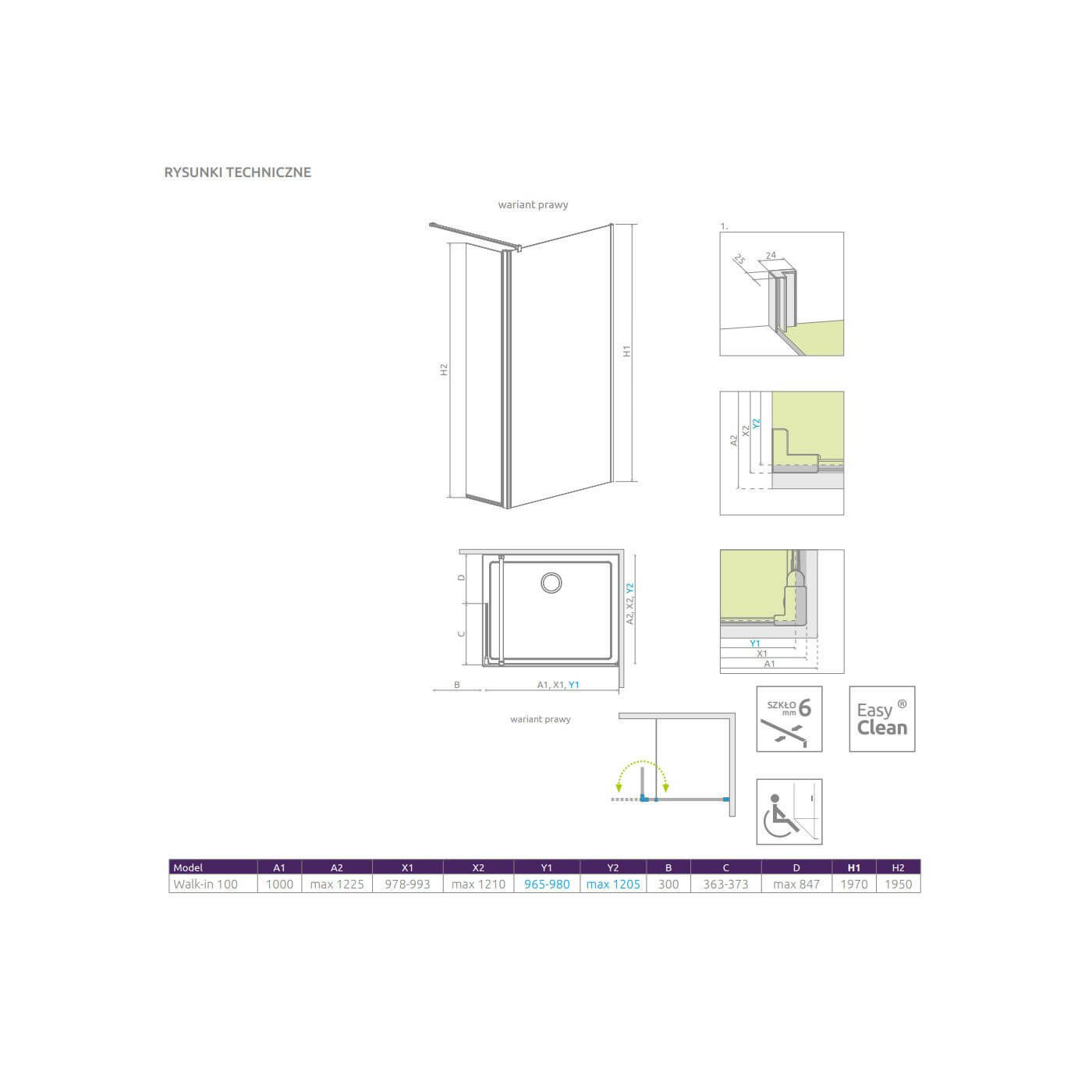 Kabina Walk-In 100 Prawa Eos 13799502-01R Radaway