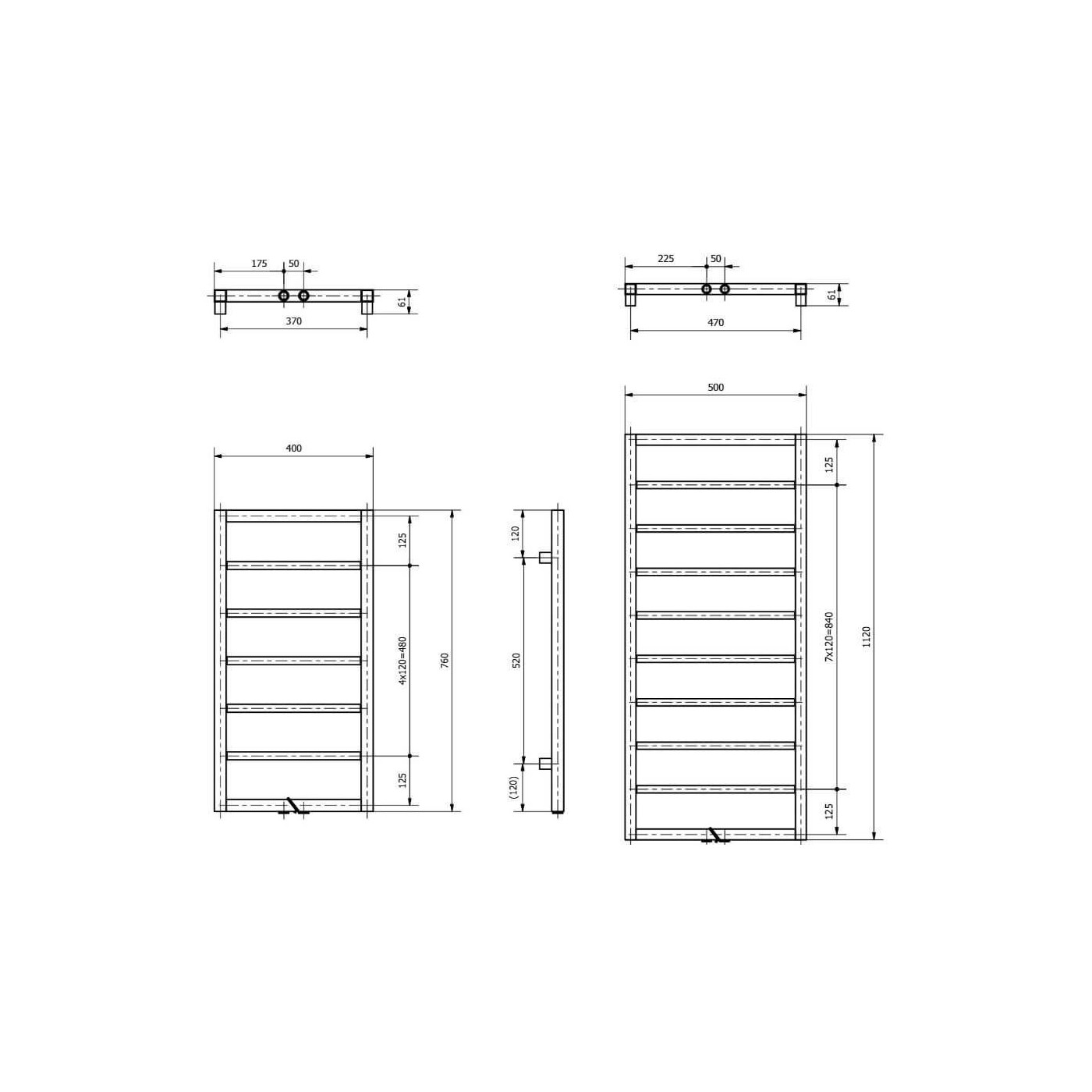 Grzejnik Łazienkowy A3 750x400 Czarny Mat A37504009005MATZDC Luxrad